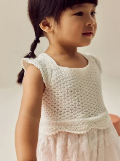 Ecru White Occasion Knit Dress (3mths-10yrs)