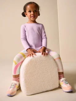 Ecru White Ribbed Leggings (3mths-7yrs)
