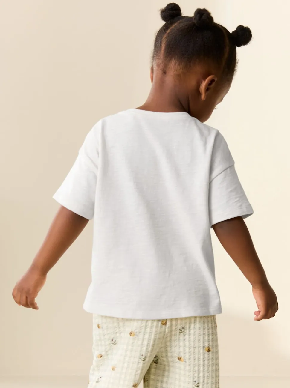 Ecru White Short Sleeve Heart Embroidered Top (3mths-7yrs)