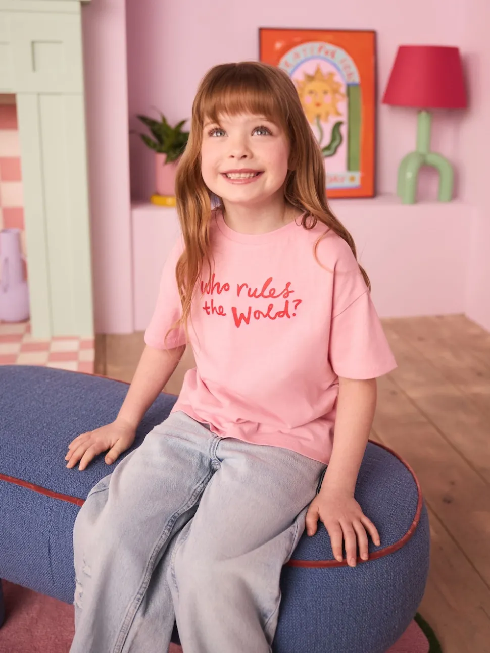 Eleanor Bowmer Pink Who Rules the World Kids 100% Cotton T-Shirt