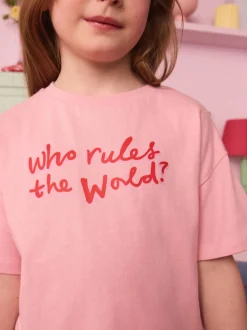 Eleanor Bowmer Pink Who Rules the World Kids 100% Cotton T-Shirt
