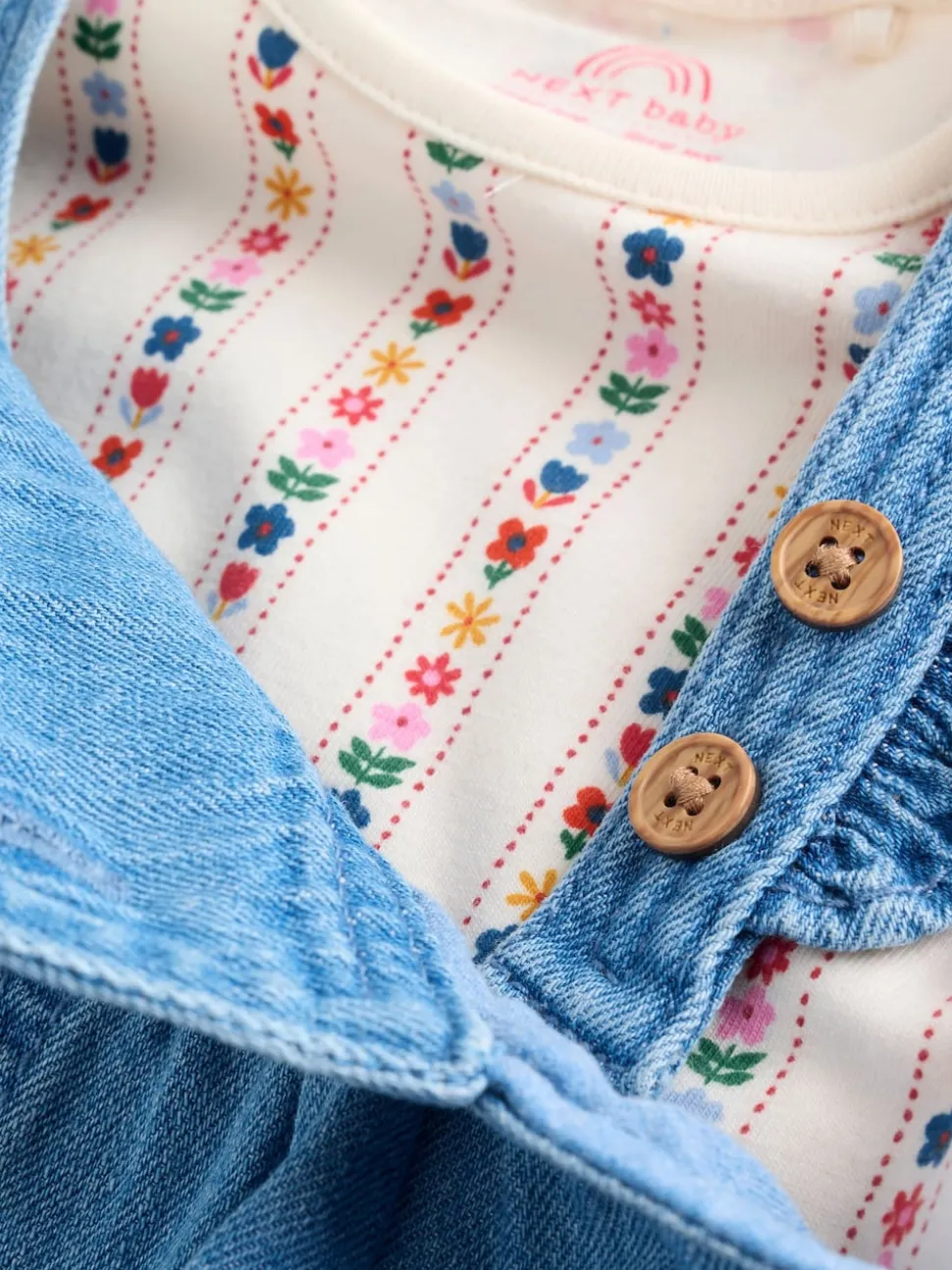 Embroidered Denim Dungarees and Long Sleeve Bodysuit Set 2 Piece (0mths-3yrs)