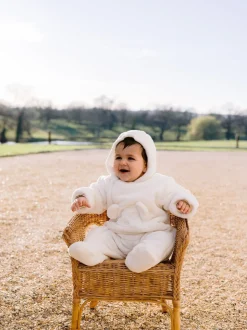 Emile Et Rose Natural Deep Pile Fleece Pramsuit With 3D Teddy