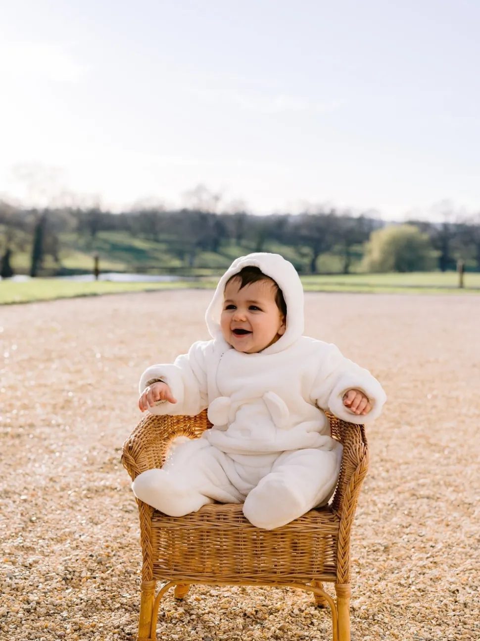 Emile Et Rose Natural Deep Pile Fleece Pramsuit With 3D Teddy