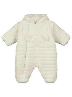 Emile Et Rose Natural Deep Pile Fleece Pramsuit With 3D Teddy