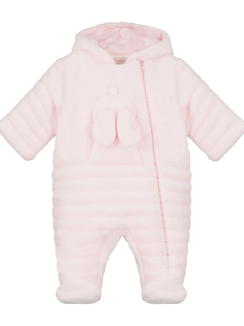 Emile Et Rose Pink Deep Pile Fleece Pramsuit With 3D Bunny