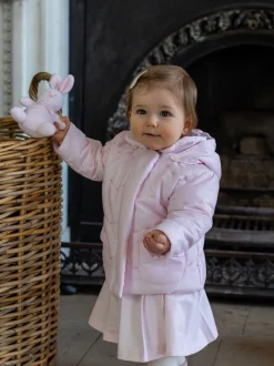 Emile Et Rose Pink Flower Emb Pockets And Mitts Microfibre Jacket