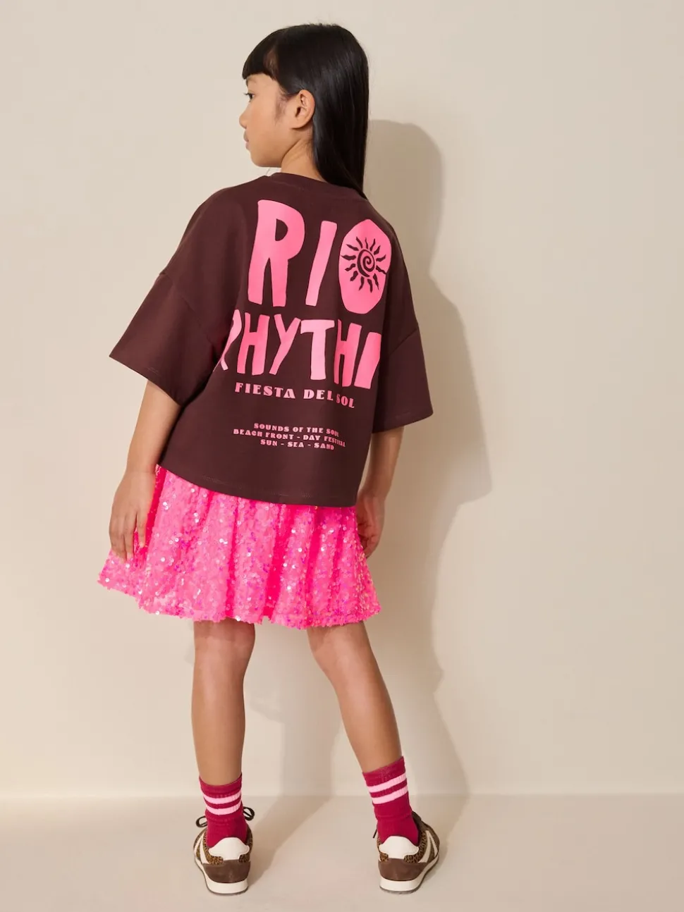 Fluro Pink Sequin Skirt (3-16yrs)