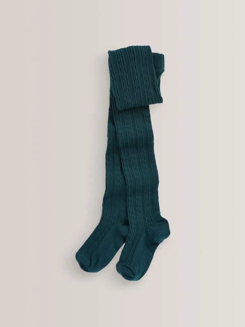 Forest Green Regular Length Cotton Rich Cable Tights
