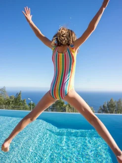 Frugi Blue Rainbow Marina Swimsuit Swimwear