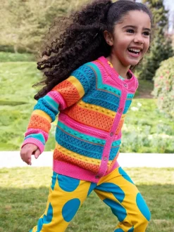 Frugi Blue Rowe Rainbow Cardigan