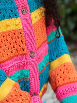 Frugi Blue Rowe Rainbow Cardigan