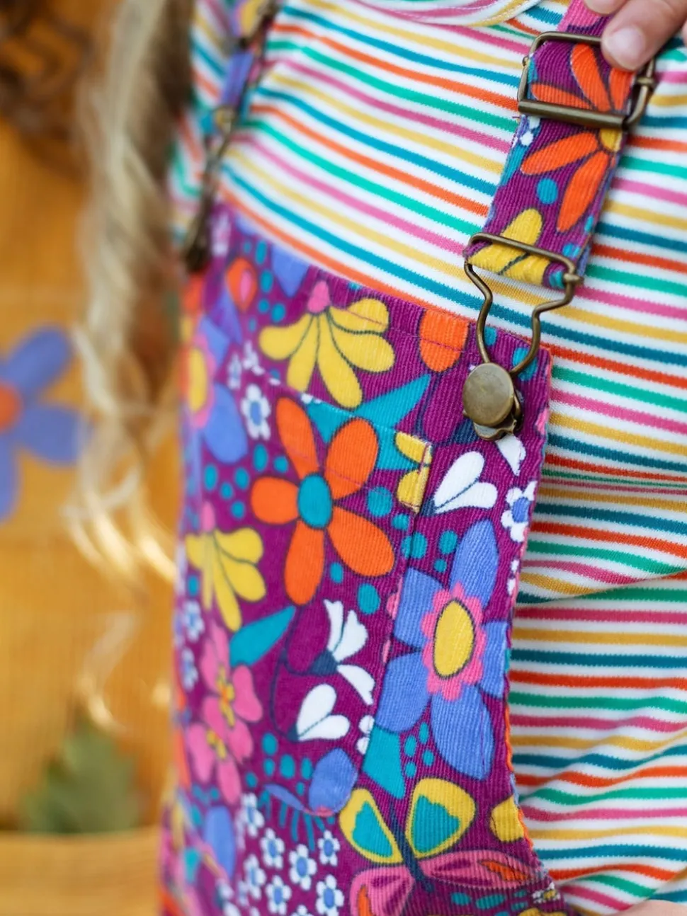 Frugi Purple Frida Flared Dungaree