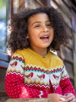 Frugi Red Christmas Carol Cardigan