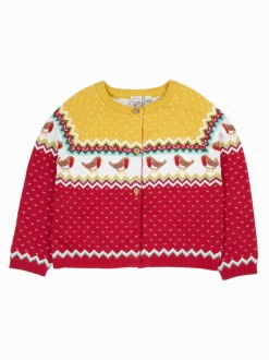 Frugi Red Christmas Carol Cardigan