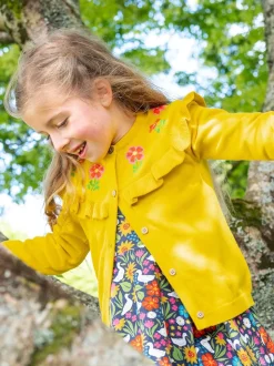 Frugi Yellow Flower Detail Ruffle Cardigan