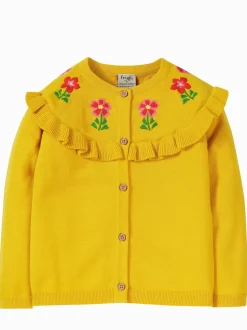 Frugi Yellow Flower Detail Ruffle Cardigan