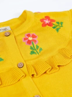 Frugi Yellow Flower Detail Ruffle Cardigan
