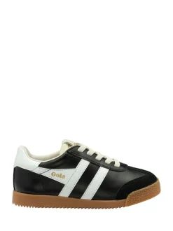 Gola Black Elan Leather Lace-Up Trainers