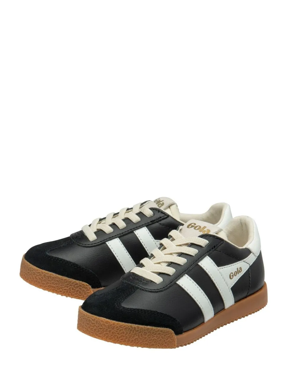 Gola Black Elan Leather Lace-Up Trainers