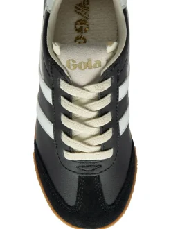 Gola Black Elan Leather Lace-Up Trainers