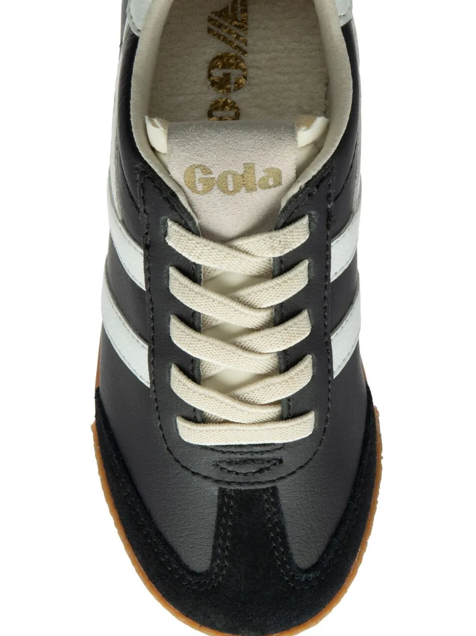 Gola Black Elan Leather Lace-Up Trainers