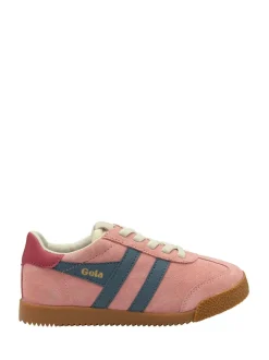 Gola Pink Kids Elan Suede Lace-Up Trainers