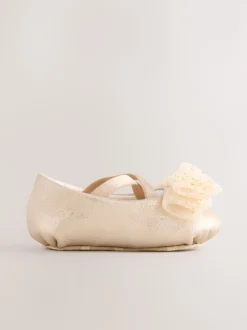 Gold Baby Bow Occassion Shoes (0-18mths)