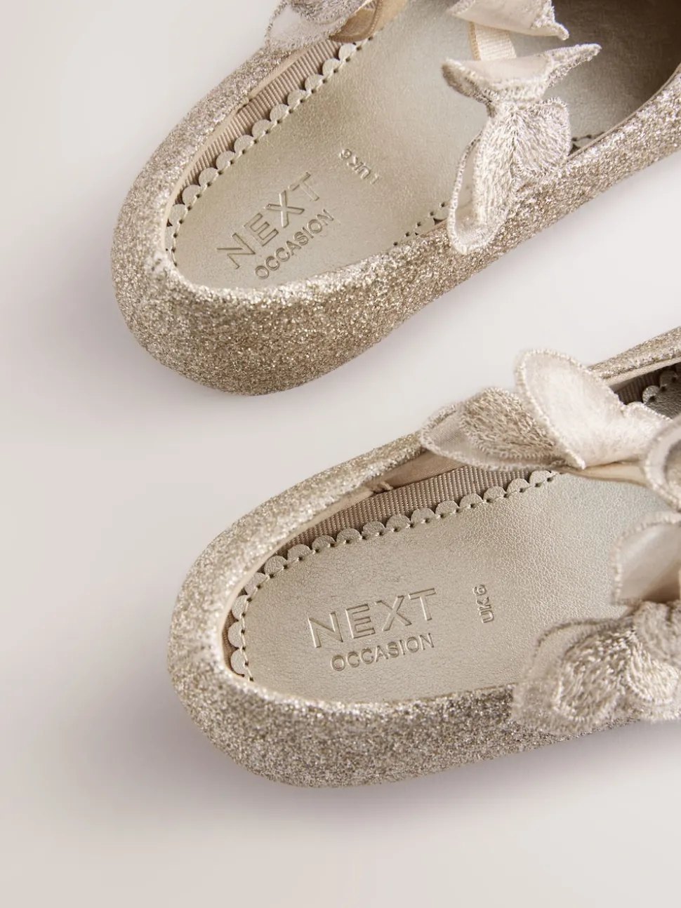 Gold Glitter Butterfly Strap Occasion Shoes