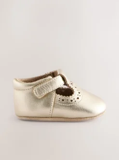 Gold Leather Baby T-Bar Shoes (0-24mths)