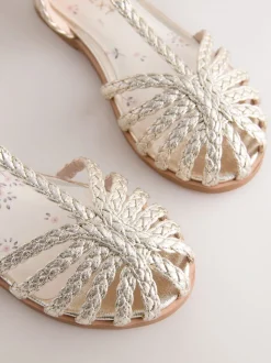 Gold Plaited Fisherman Sandals