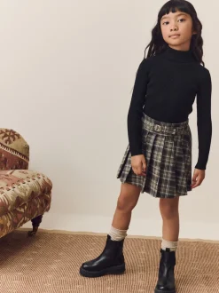 Green Check Pleated Skirt (3-16yrs)