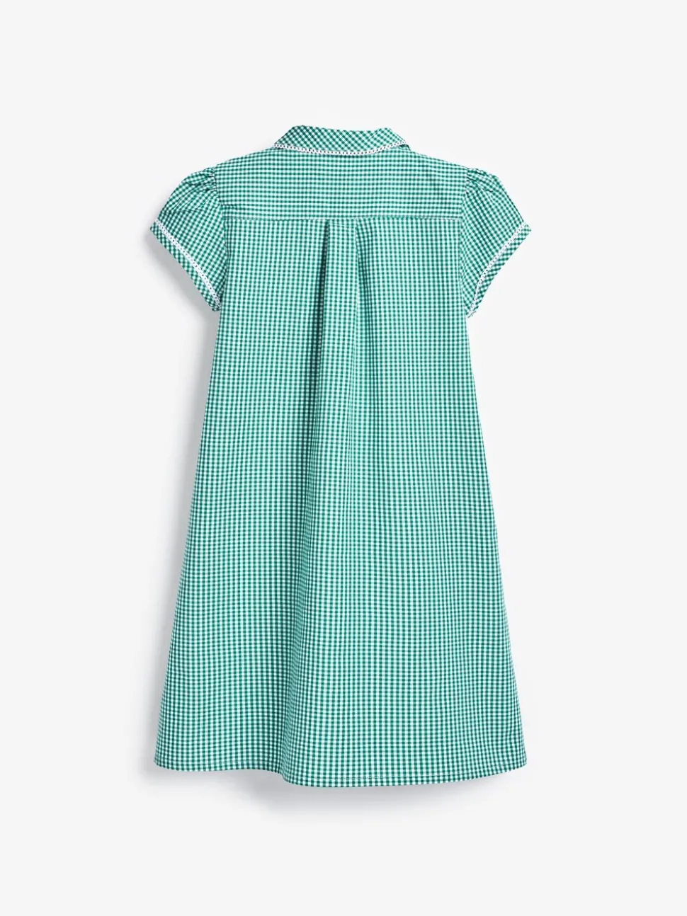 Green Cotton Rich Button Front Lace Gingham School Dress (3-14yrs)