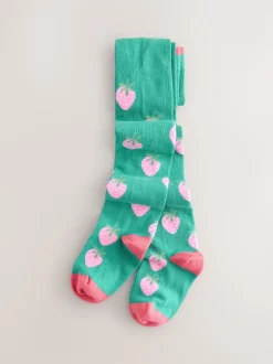 Green Cotton Rich Strawberry Tights