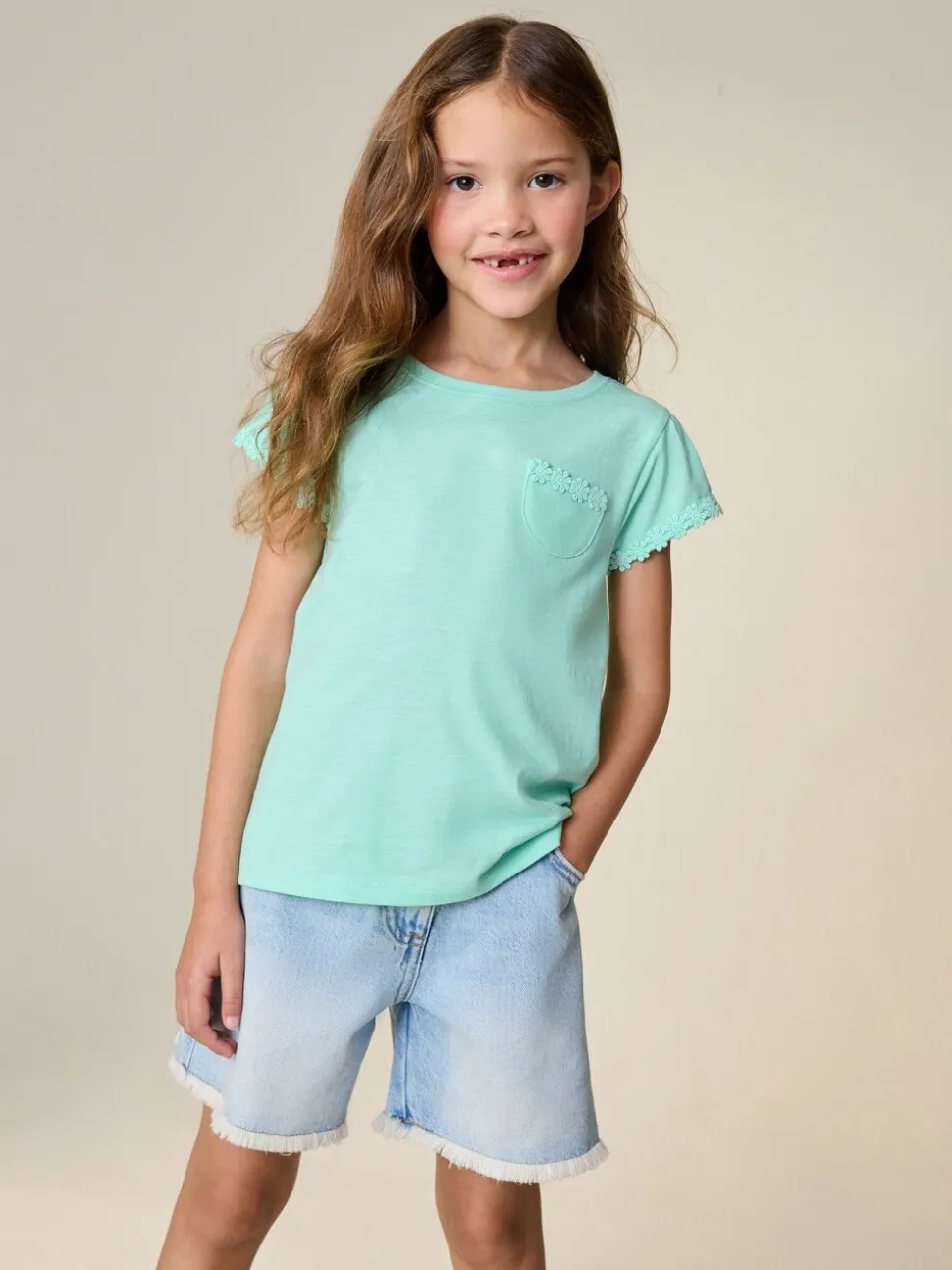 Green Daisy Pocket T-Shirt (1.5-16yrs)