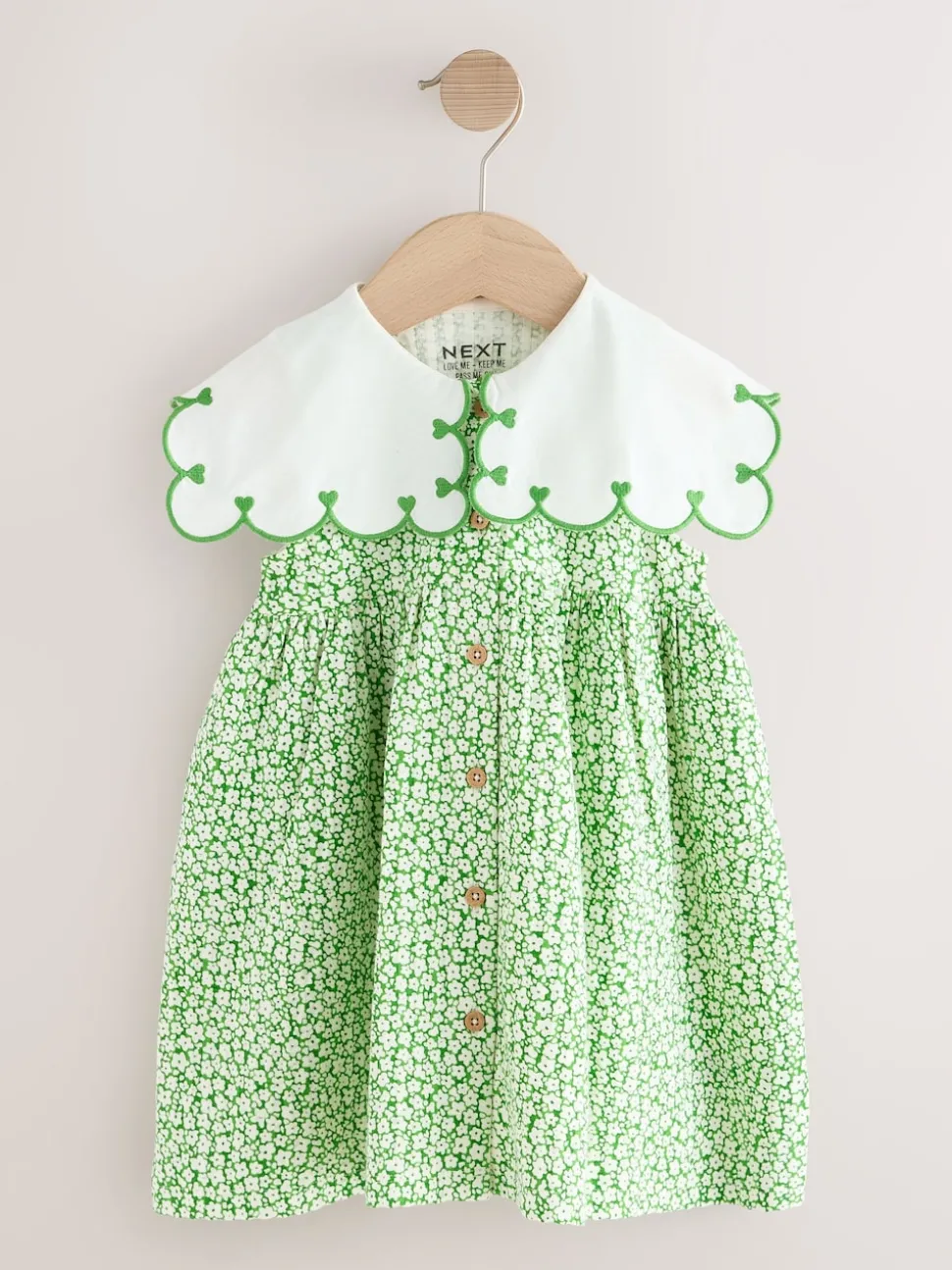 Green Ditsy Collared Summer Dress (3mths-7yrs)