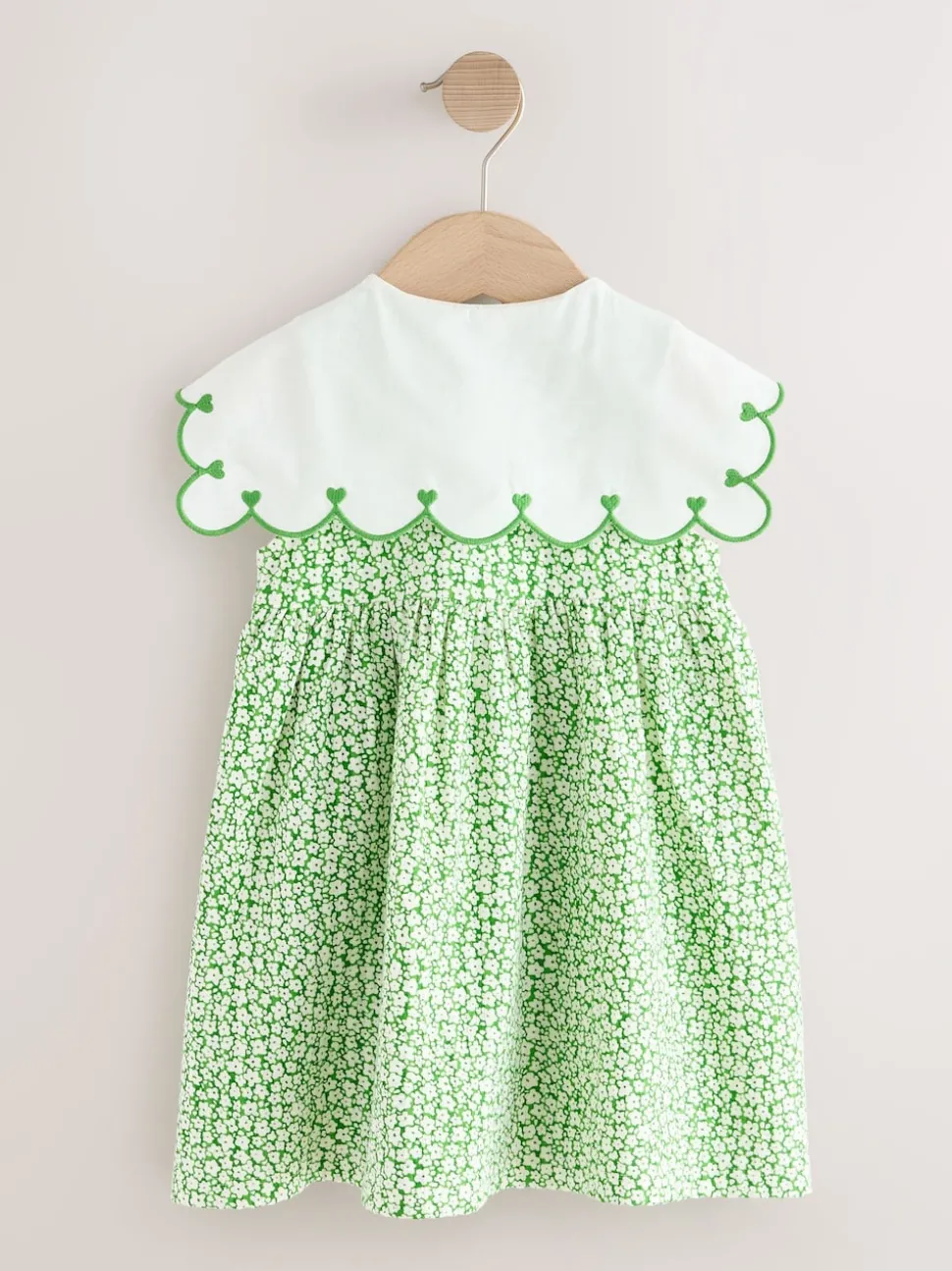 Green Ditsy Collared Summer Dress (3mths-7yrs)