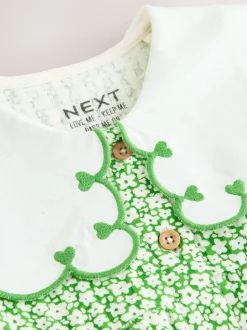 Green Ditsy Collared Summer Dress (3mths-7yrs)