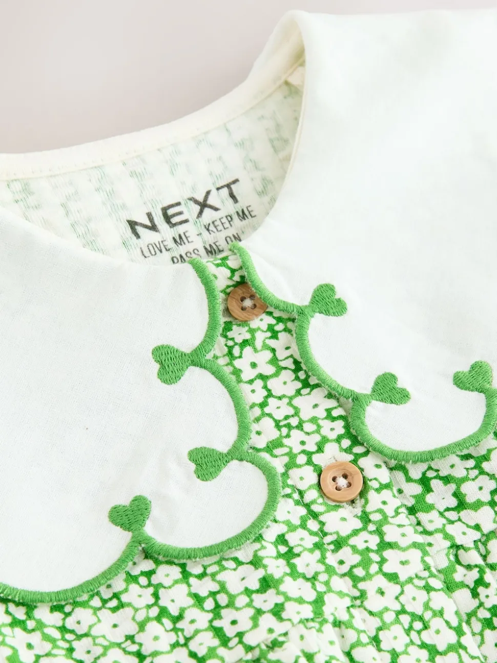 Green Ditsy Collared Summer Dress (3mths-7yrs)