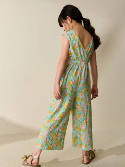 Green Ditsy Crinkle Jersey Jumpsuit (3-16yrs)