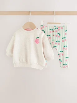Green/Ecru Baby Sweatshirt and Leggings 2 Piece Set (0mths-2yrs)