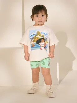 Green/Ecru Disney Moana Short Sleeve T-Shirt and Cycle Shorts Set (3mths-7yrs)