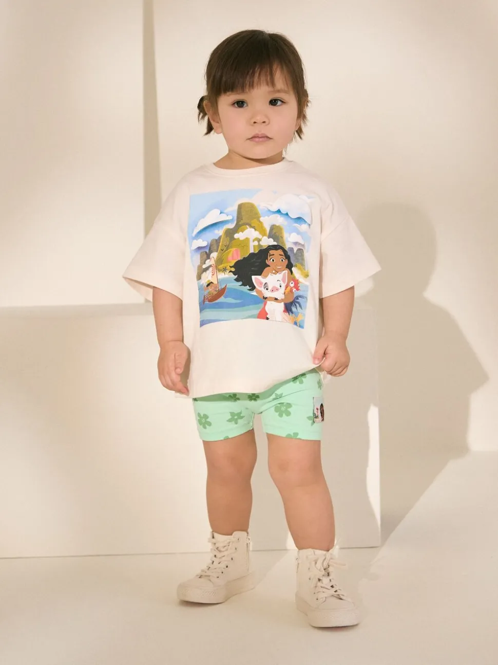 Green/Ecru Disney Moana Short Sleeve T-Shirt and Cycle Shorts Set (3mths-7yrs)