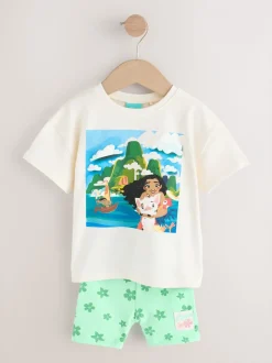 Green/Ecru Disney Moana Short Sleeve T-Shirt and Cycle Shorts Set (3mths-7yrs)