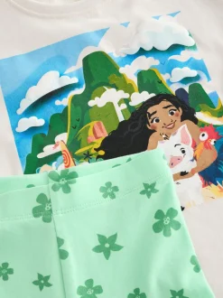 Green/Ecru Disney Moana Short Sleeve T-Shirt and Cycle Shorts Set (3mths-7yrs)