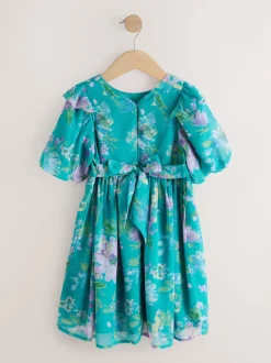 Green Floral Embellished Occasion Dress (3-16yrs)