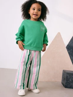 Green Hey Hi Sweatshirt & Wide Leg Trousers Set (3mths-7yrs)
