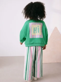 Green Hey Hi Sweatshirt & Wide Leg Trousers Set (3mths-7yrs)