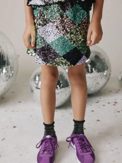 Green/Lilac Check Sequin Skirt (3-16yrs)