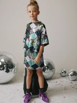 Green/Lilac Check Sequin Skirt (3-16yrs)